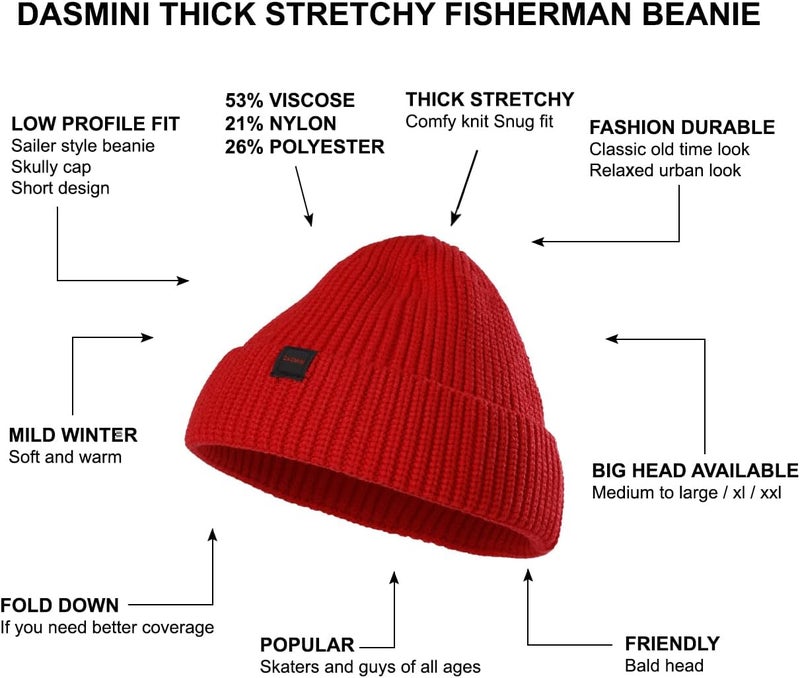 DASMINI Fisherman Beanie Hats for Men Women,Knit Trawler Skull Cap,Watch Cap,Spring Fall Winter Warm Short Hats - Image 4